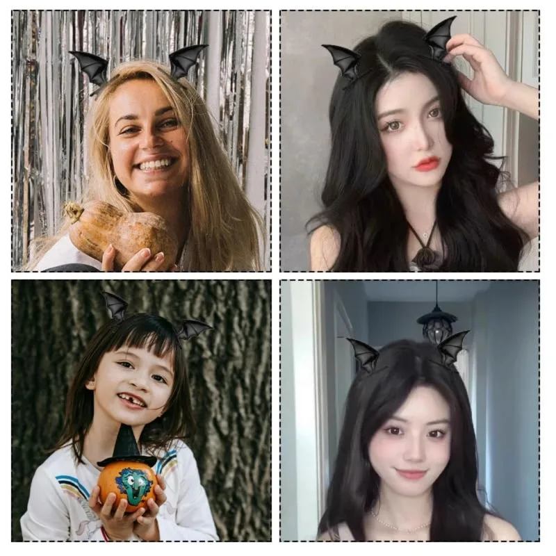 1 Pair Bat Wing Barrette for Halloween Party Wear Hairpin Cosplay Props Theme Creative Photo Prop Costume Hair Clips for Girls