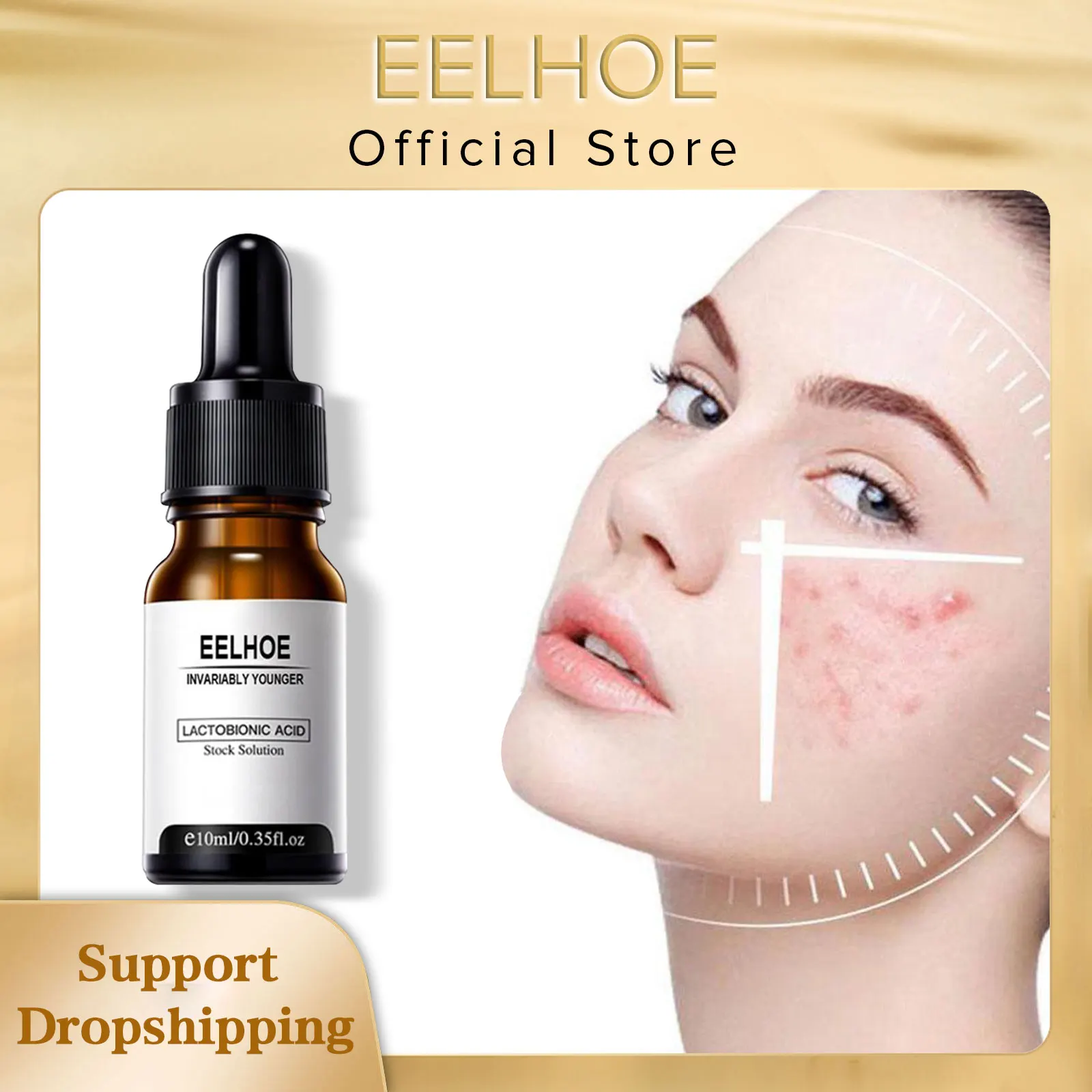 EELHOE Anti Pore Tightening Serum Instant Serum Lactobionic Acid Face Solution Serum for Minimize Pores Oil-Control Whitening