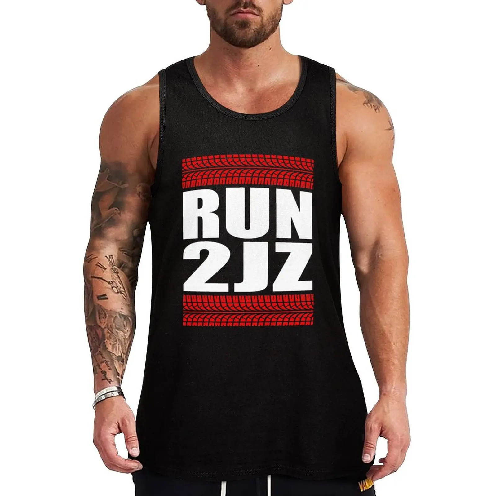RUN 2JZ tire tread Tank Top Work Gear Tank Top Utility Durable Sleeveless