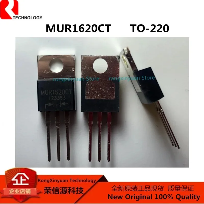 10Pcs MUR1620CT TO-220 MUR1620CTG MUR1620 1620CT MUR1620CTR 16A/200V Super Fast Rectifiers  Original New 100% quality