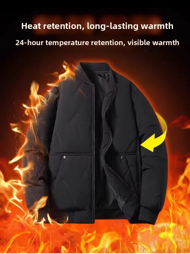 

Новинка 2025, мужская повседневная пуховая хлопковая куртка, модная свободная верхняя одежда с бейсбольным воротником, модная теплая хлопковая одежда