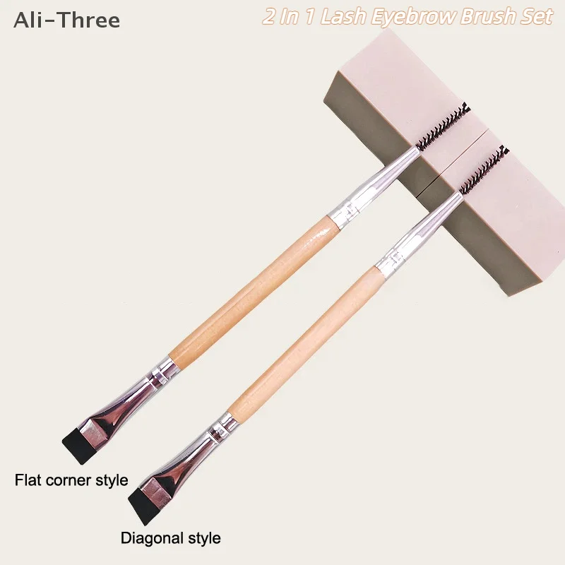 Щіточка для брів, гребінець для вій, макіяжні щіточки, двостороння плоска/кутова щітка, спулер, 2 в 1 щіточка для вій та брів, набір інструментів для макіяжу