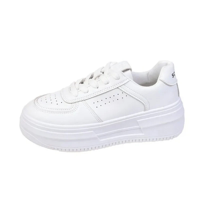 2024 New White U Leather Women's Casual Woman Vulcanize Sneakers Breathable Sport Walking Platform Flats Running Shoes