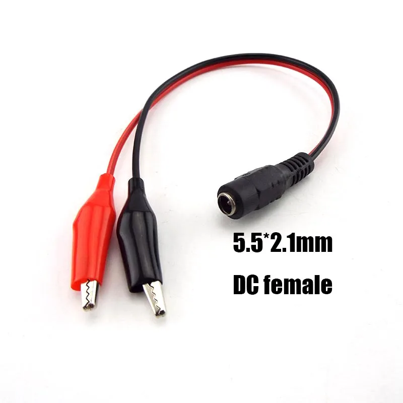 5.5MM 2.1MM Alligator Clip DC Power male female test lead Cable Crocodile Wire Connector To Male 25cm