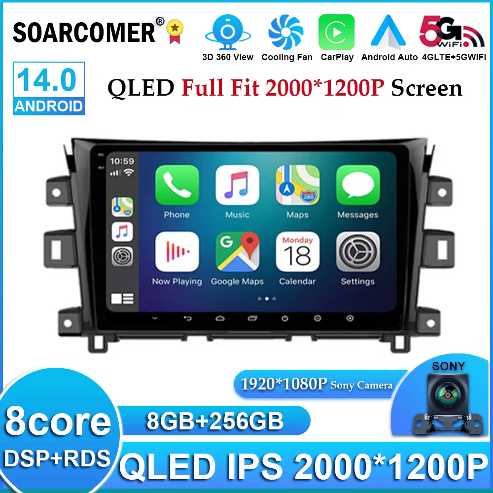 10.1 Inch Android 14 For Nissan NAVARA Frontier NP300 2015 - 2018 Car Radio Stereo Video 4G LTE Multimedia RDS BT Autoradio ADAS