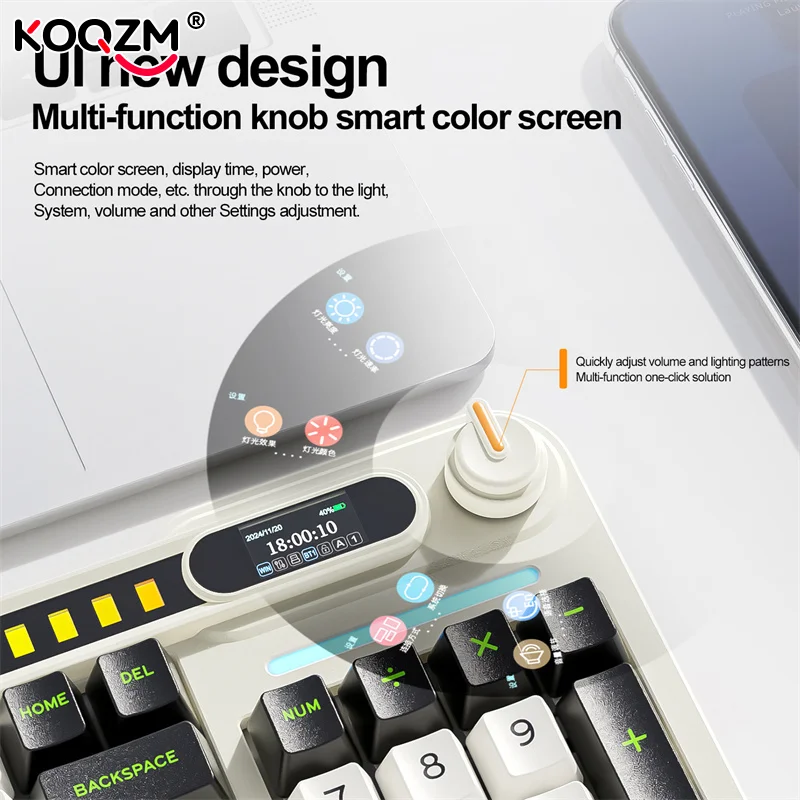 

SMAILWOLF MK98 Mechanical Keyboard Bluetooth Wireless Tri-Mode Custom TFT Screen Hot-Swap Dial Esports Keyboard RGB For PC