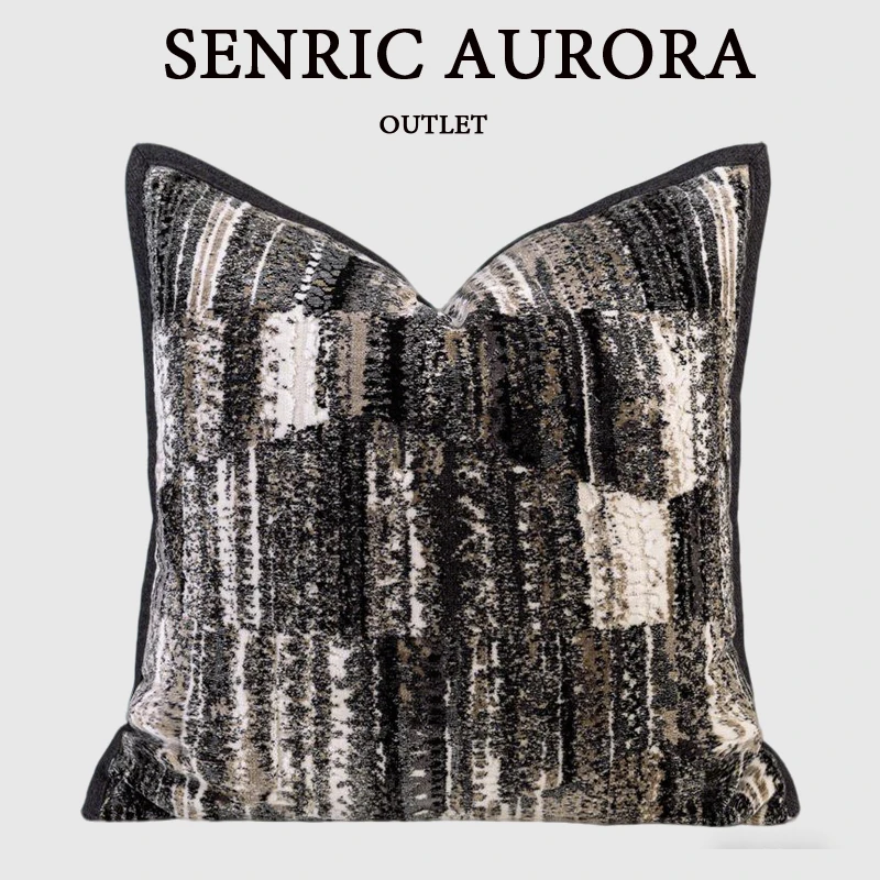 High End Living Room Sofa Cushion Cover Grey Coffee Cut Velvet Jacquard Decorative Pillowcase Home Pillow Covers 45x45 30x50