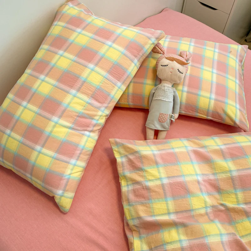 1pcs Household Cotton Pillowcover Solid Color Stripe Minimalist Single Skin-friendly Cushion Cover 48x74cm