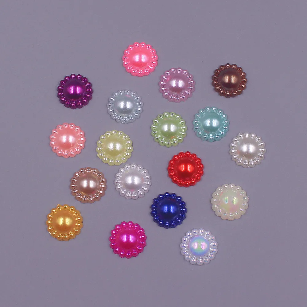 Colorful 50pcs 12MM ABS Resin Flatback Half Round Craft Imitation Pearl Scrapbook Jewelry garment Beads for DIY Decoration