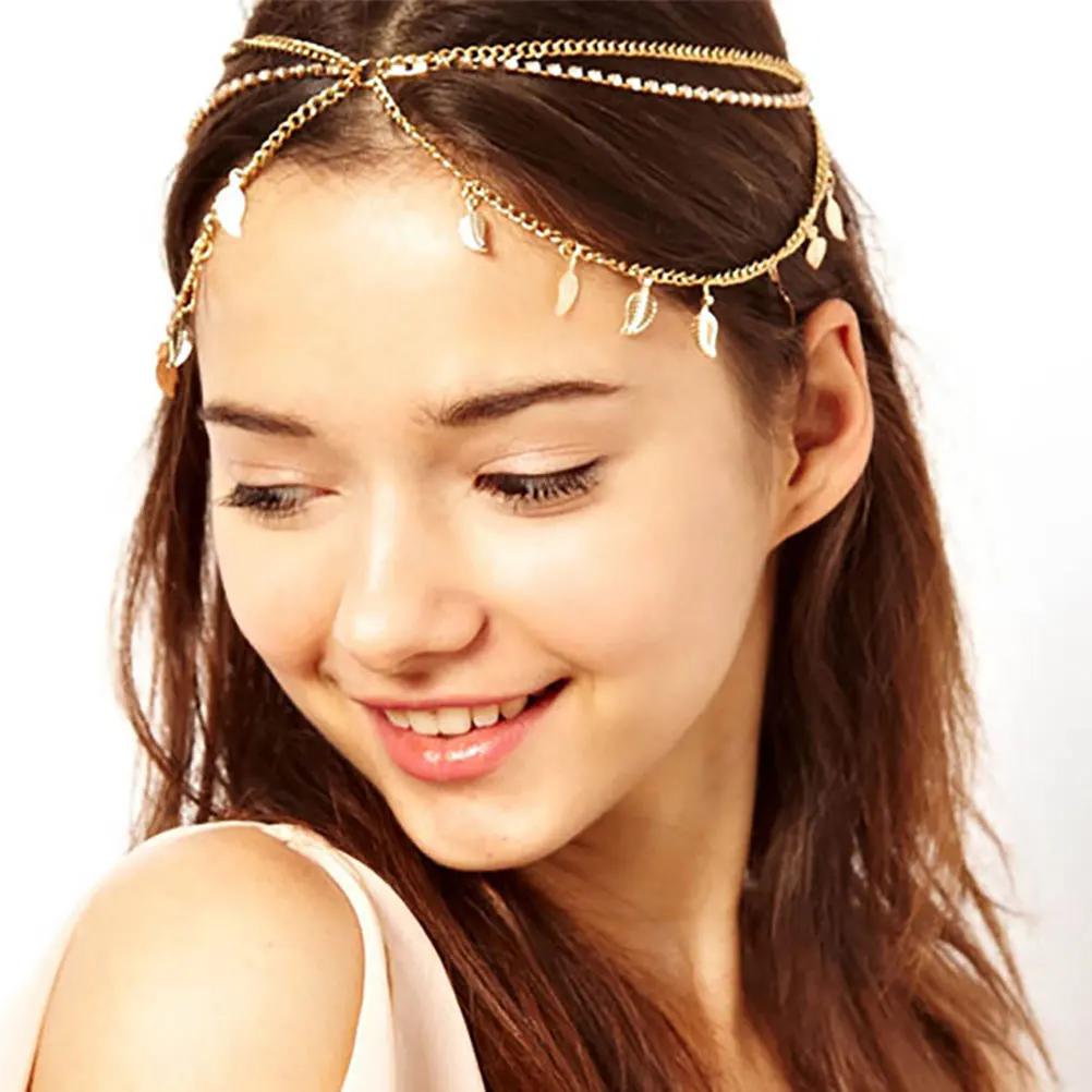 

2Pcs Tassel Hairband Bohemia Diamond Chain Headdress Comfortable Lightweight Adjustable Hair Clip for Girls Party Festival
