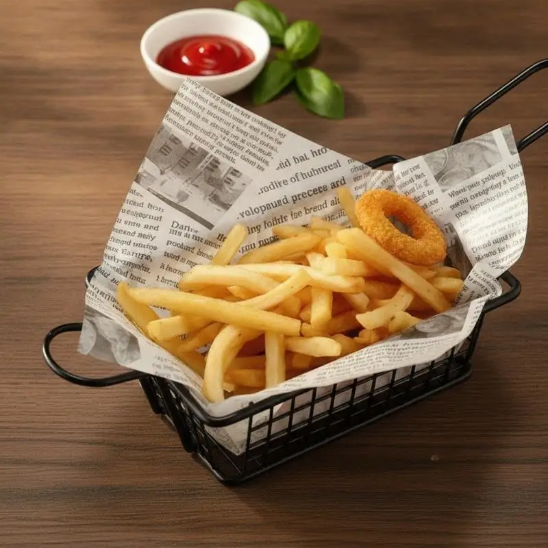 Food Grade Greaseproof Paper Oil Proof Various Patterns For Wrapping Fried Food Baking Kitchen Restaurant Use