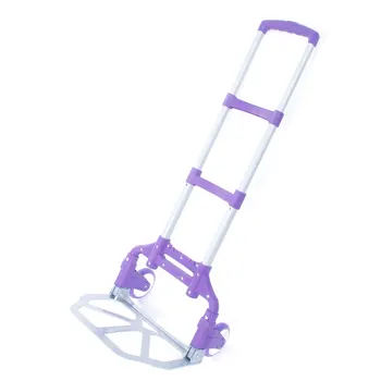 휴대용 알루미늄 카트 접이식 돌리 푸시 트럭, 손으로 접을 수 있는 트롤리 수하물, 보라색