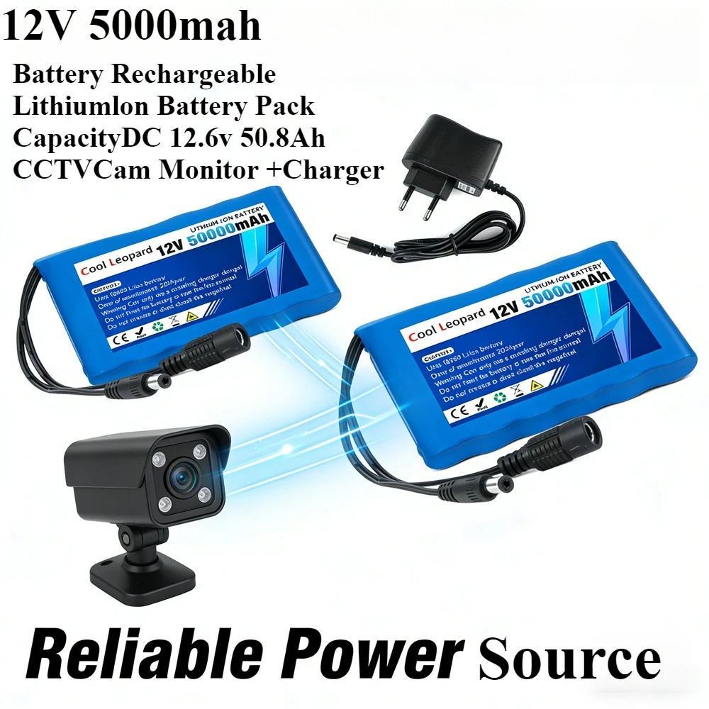 

12V 50000mAh Chargeable Battery Pack - For CCTV Cam/Monitor LED Lamp 3s2p 18650 rechargeable battery + 12.6V Fast Charger
