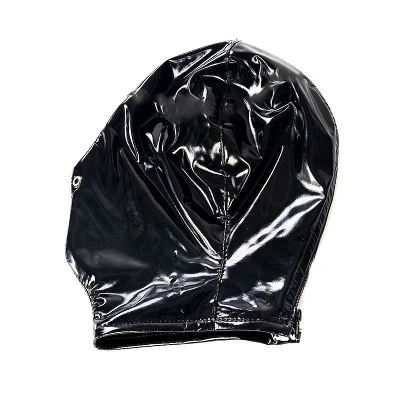 Sexy Lakleer Fetish Kap Exotisch Volgelaatsmasker voor Vrouwen Mannen Cosplay Party Games Kostuums met Rits Verstelbaar twee maten