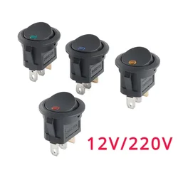 5Pcs 250V Round Rocker Switch Toggle ON-OFF 2 Position 3 Pins Push Button Switches Electrical Equipment With Light Power KCD1