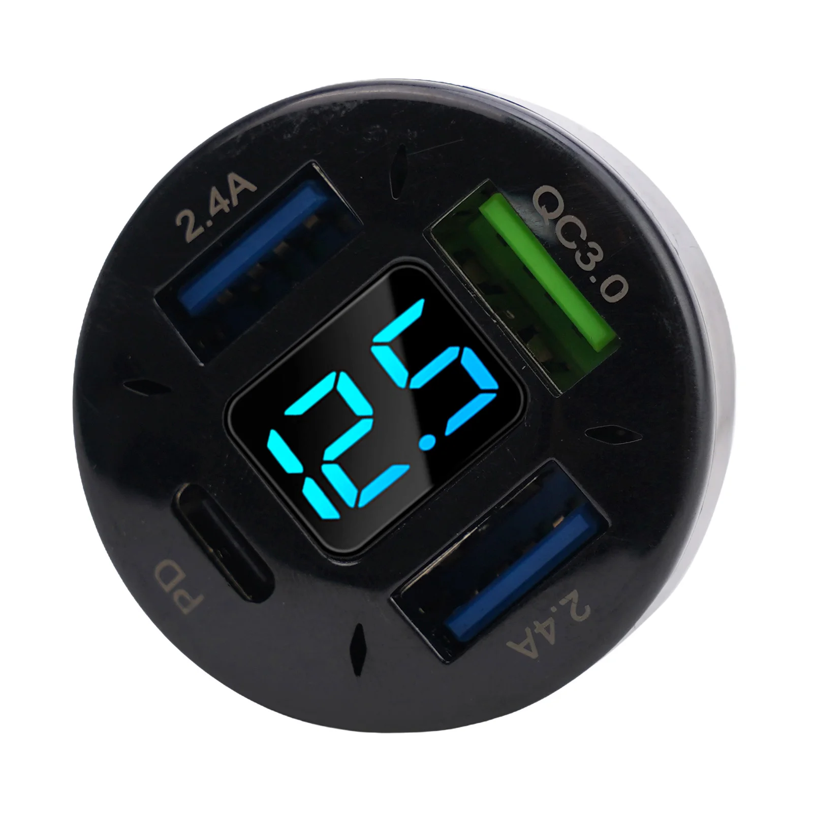 4 USB ل QC3.0 + PD USB LED الرقمية متر عرض شاحن سيارة الرقمية LED الفولتميتر 12 فولت/24 فولت بطارية رصد LED