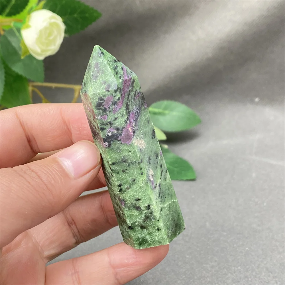 1PC Red Sis Stone Tower Tip UV Reactive Marble Patterned Rock with Pink Green And Black Colors High-Quality Collectible