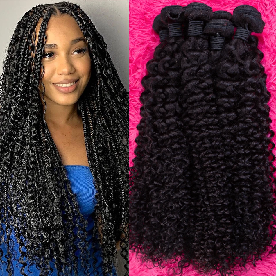 Bundles de cheveux humains bouclés pour femme, cheveux humains Deep Wave, noir naturel, document solide, extensions de tressage brésilien brut, 30 po