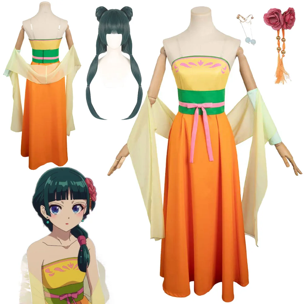 Maomao Cosplay Fantasy Orange Dress Suits Anime Apothecary Diary Costume Disguise Adult Women Roleplay Fantasia Outfits Female