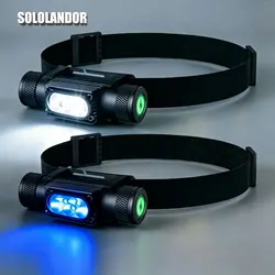 LED Mini night fishing Headlamp High Power White Blue Headlight 18650 Type-C USB Head Torch catch fish Flashlight Lamp