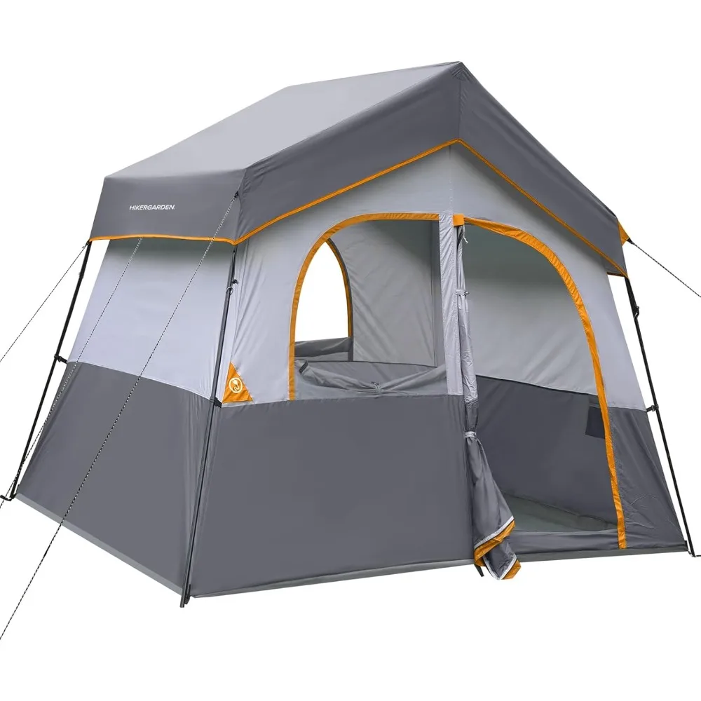 

6 Person Camping Tent - Portable Easy Set Up Family Tent for Camp, Windproof Fabric Cabin Tent Outdoor for Hiking, Backpacking