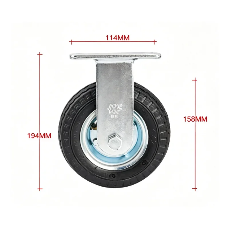 1Pc 6 Inch Wear-Resistant Inflatable Rubber Caster, Heavy Duty Directional Wheel with Automatic Welding Bracket