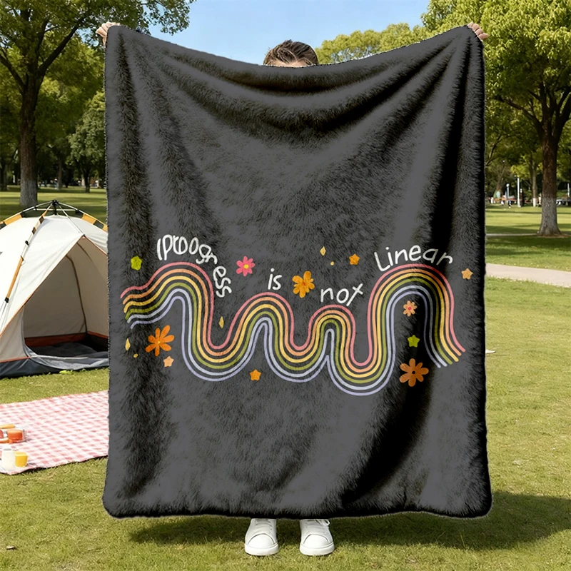 Progress Is Not Linear Flannel Blanket, Mental Health Awareness Flannel Throw