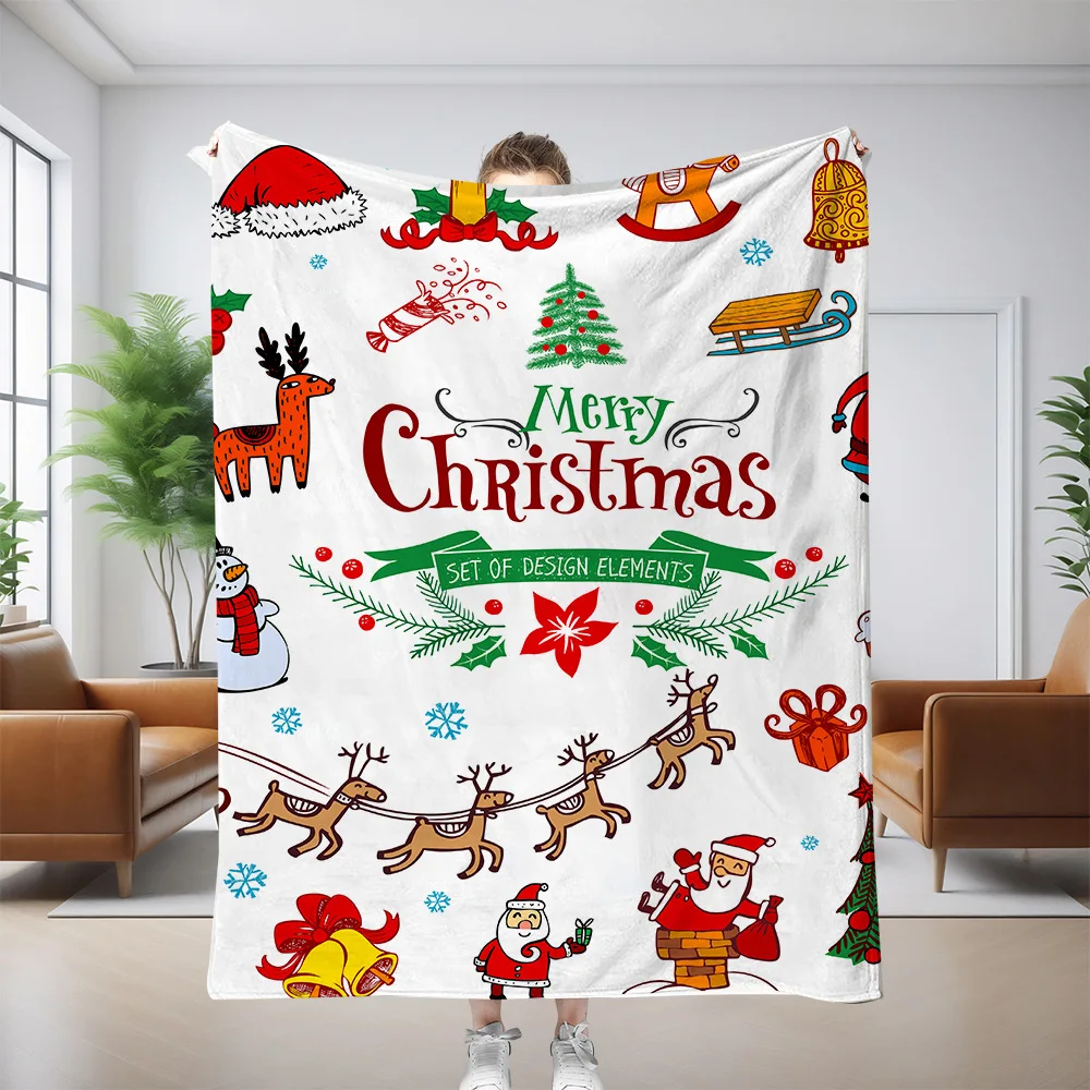 Flannel Christmas Digital Printing Air Conditioner Blanket Office Lunch Break Sofa Blanket Factory Wholesale Animation Blanket