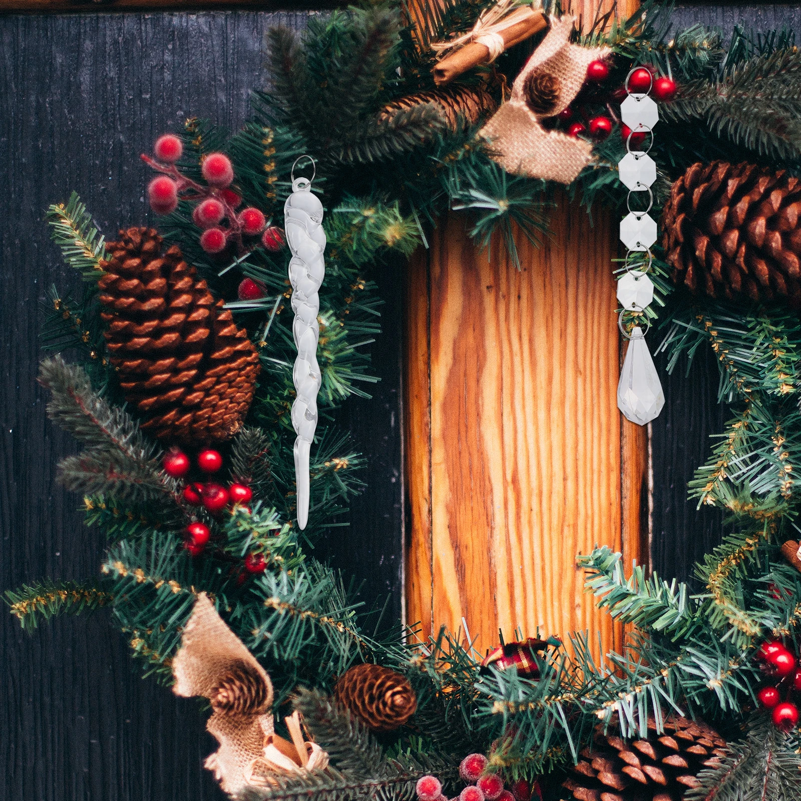 

10pcs Transparent Acrylic Snowflake naments for Christmas Tree Hanging Decor Icicles Pendant Clear Festive Xmas DIY