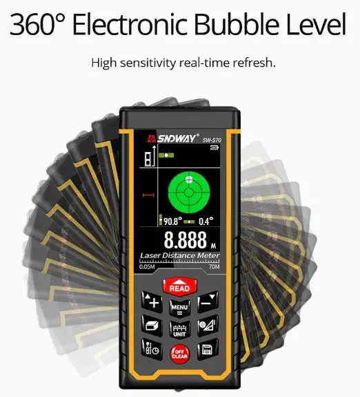 

High Accuracy User-friendly SNDWAY SW-S100 100m Laser Rangefinder: Color Display, Rechargeable For Distance Measurement