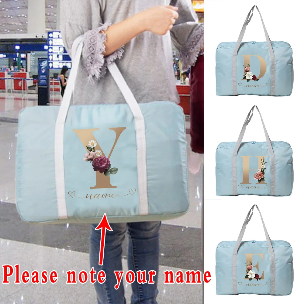 

Customize Any Name Portable Travel Bag Women Handbag Luggage Clothing Storage Bags Handbags Large Capacity Traveler Accessories