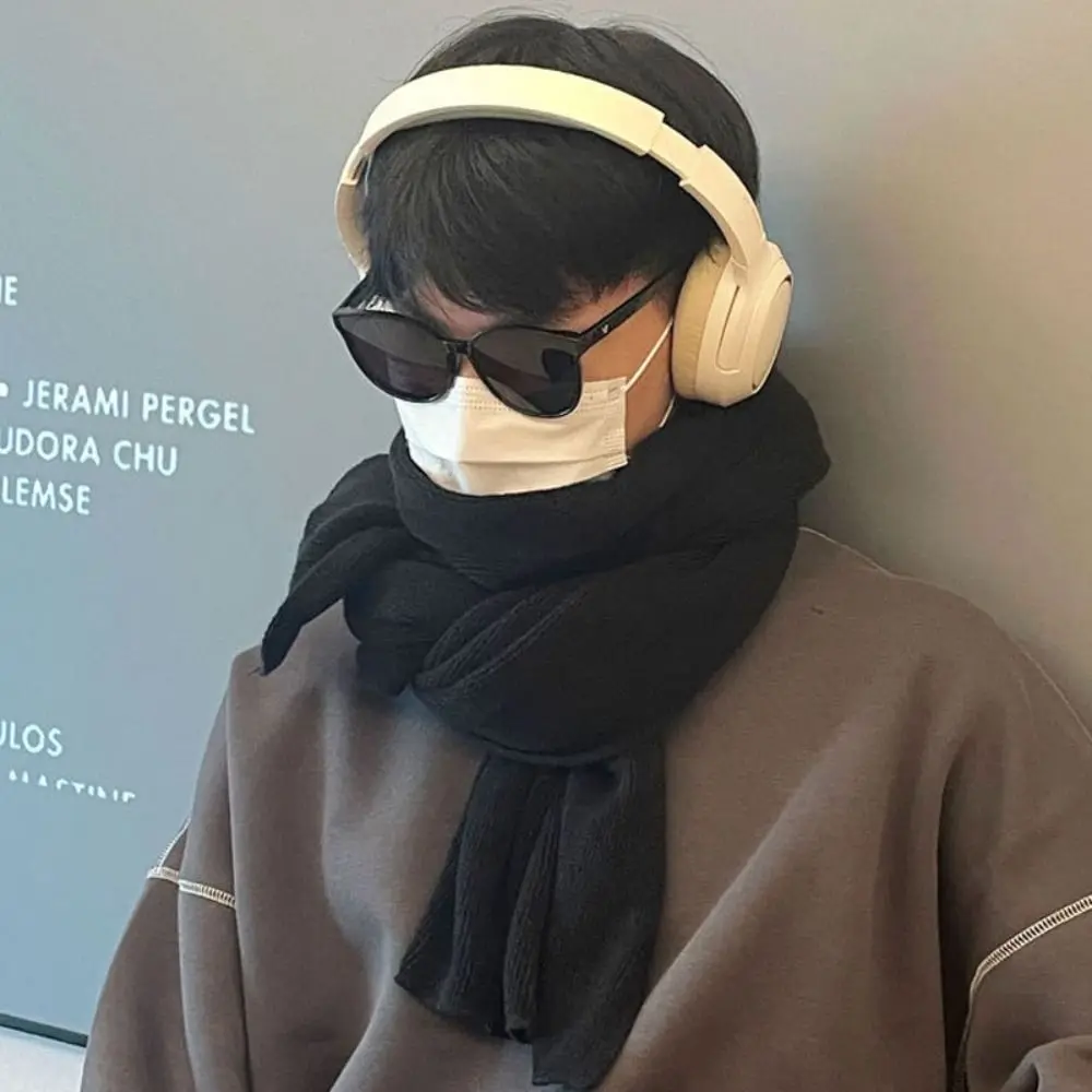 

Casual Solid Color Men Wool Scarf Simple Soft Winter Cashmere Scarf Long Warm Coldproof Scarf Gifts