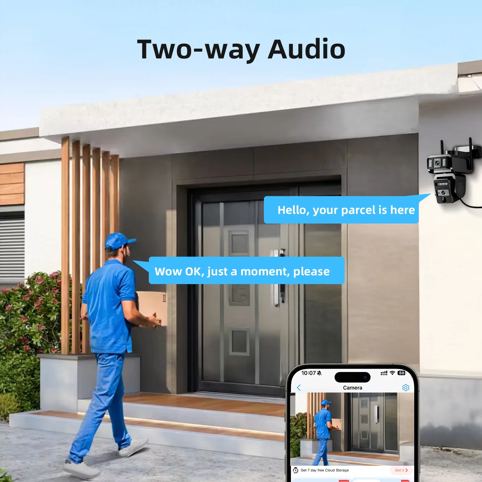 Telecamere di sicurezza WIFI solari a doppia lente da 8 MP con pannelli solari Visione notturna a colori Rilevazione movimento PIR Telecamera IP esterna iCam365