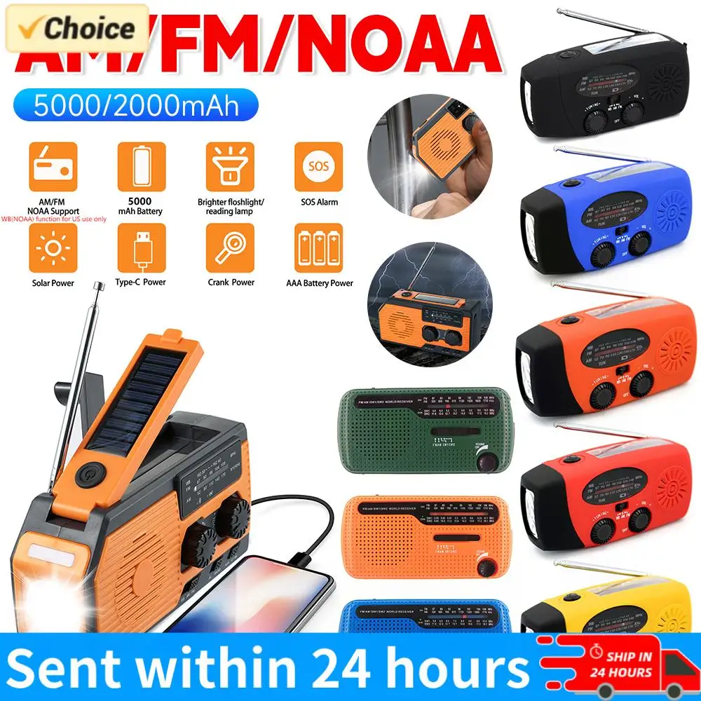 

Emergency Radio Receiver AM/FM/NOAA Weather Dynamo LED Flashlight Waterproof Outdoor Use Multifunctional Hand Radios Portable