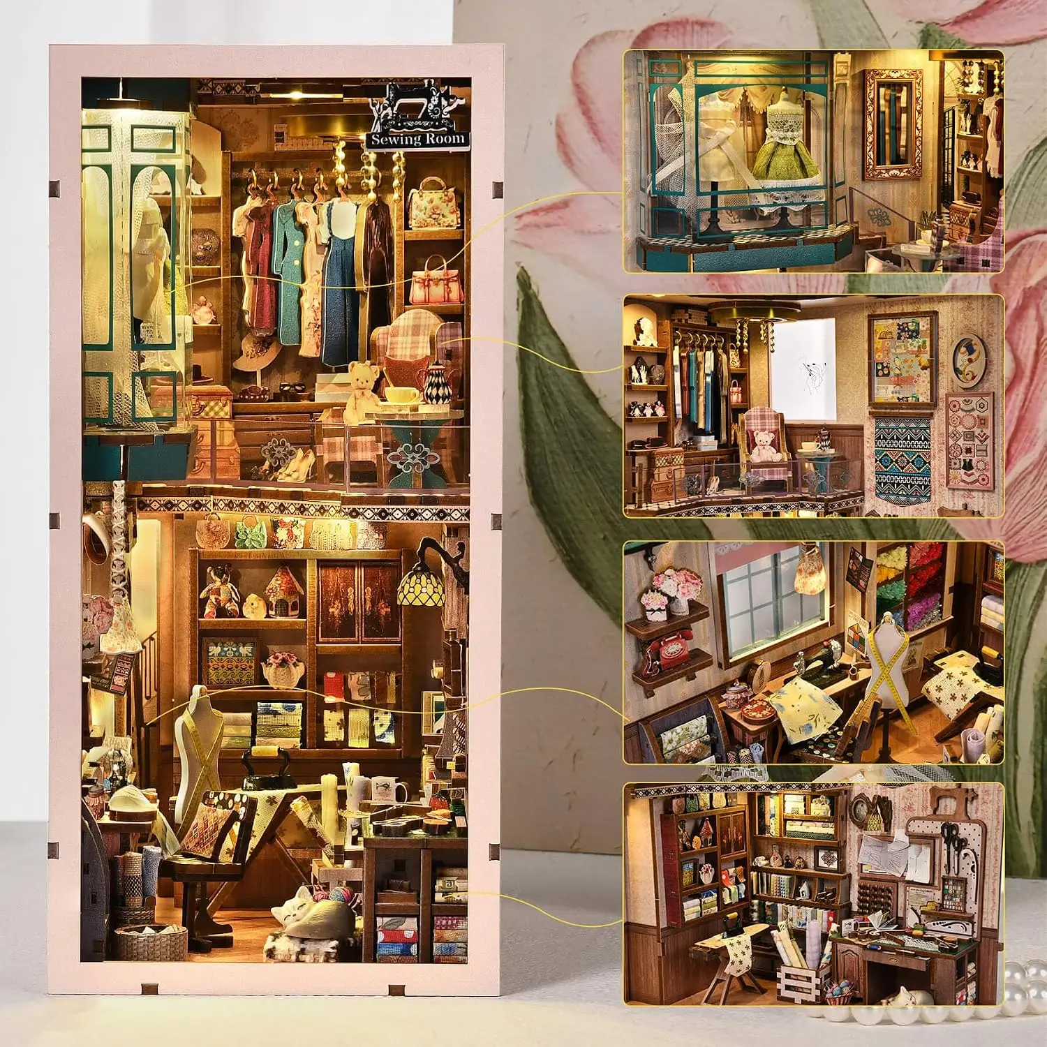 Book Nook Kit - DIY Miniature House Dollhouse Kit for Adults and Teens, Booknook Tiny House Bookshelf Decor 3D Wooden Puzzle, Gi