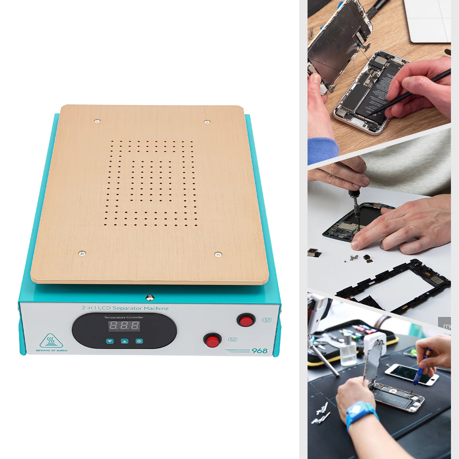 UY-968 Macchina separatore schermo LCD sottovuoto con pompa incorporata da 600 W, macchina per la riparazione dello schermo del telefono per telefoni cellulari da 14 pollici