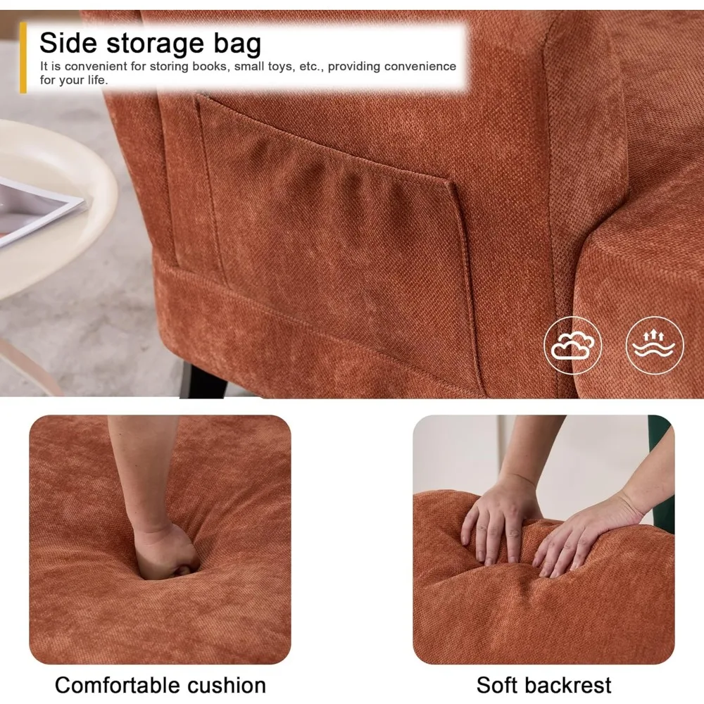 كرسي صالة داخلي، كراسي قراءة كبيرة الحجم 59.8، أريكة مفردة مريحة للنوم العميق من الشنيل، وضع منجد