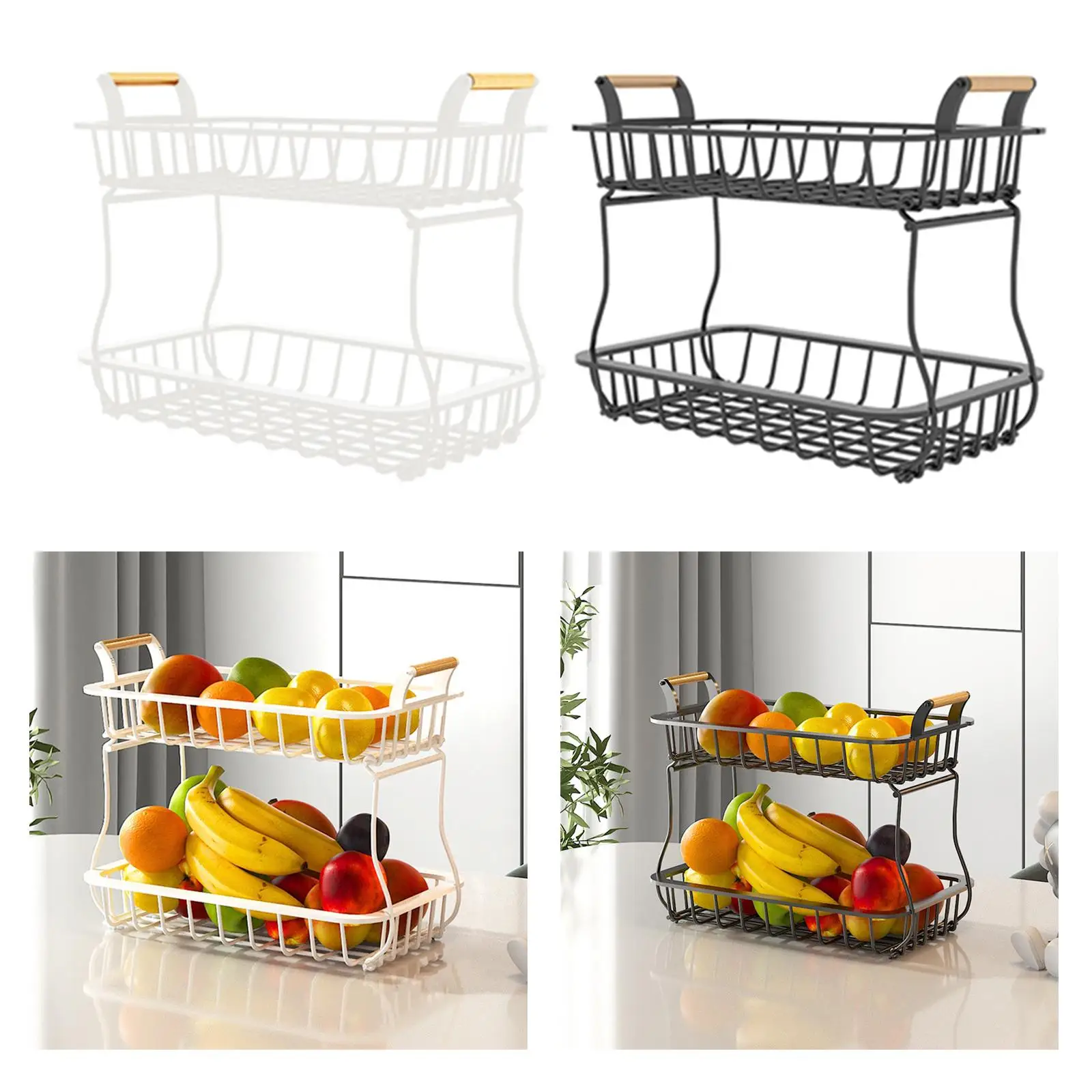 Household Fruit Basket Vegetable Holder Fruit Bowl Small Item Storage Rack Rectangle Basket Storage Holder