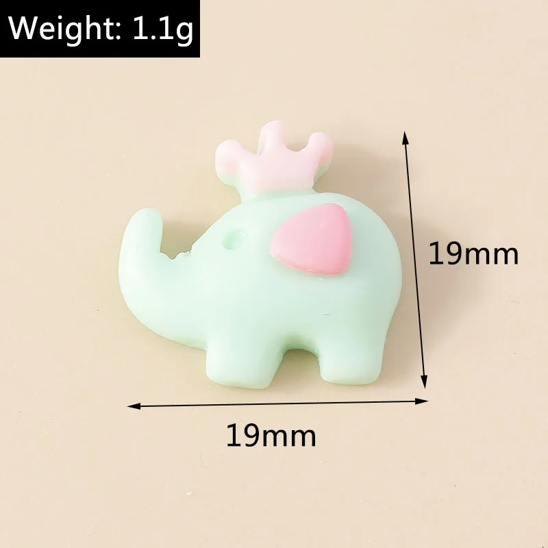15Pcs 19*19mm Mini Cute Resin Crown Charm Elephant Flatback Cabochon Scrapbooking DIY Hair Bow Phone Case Pendants