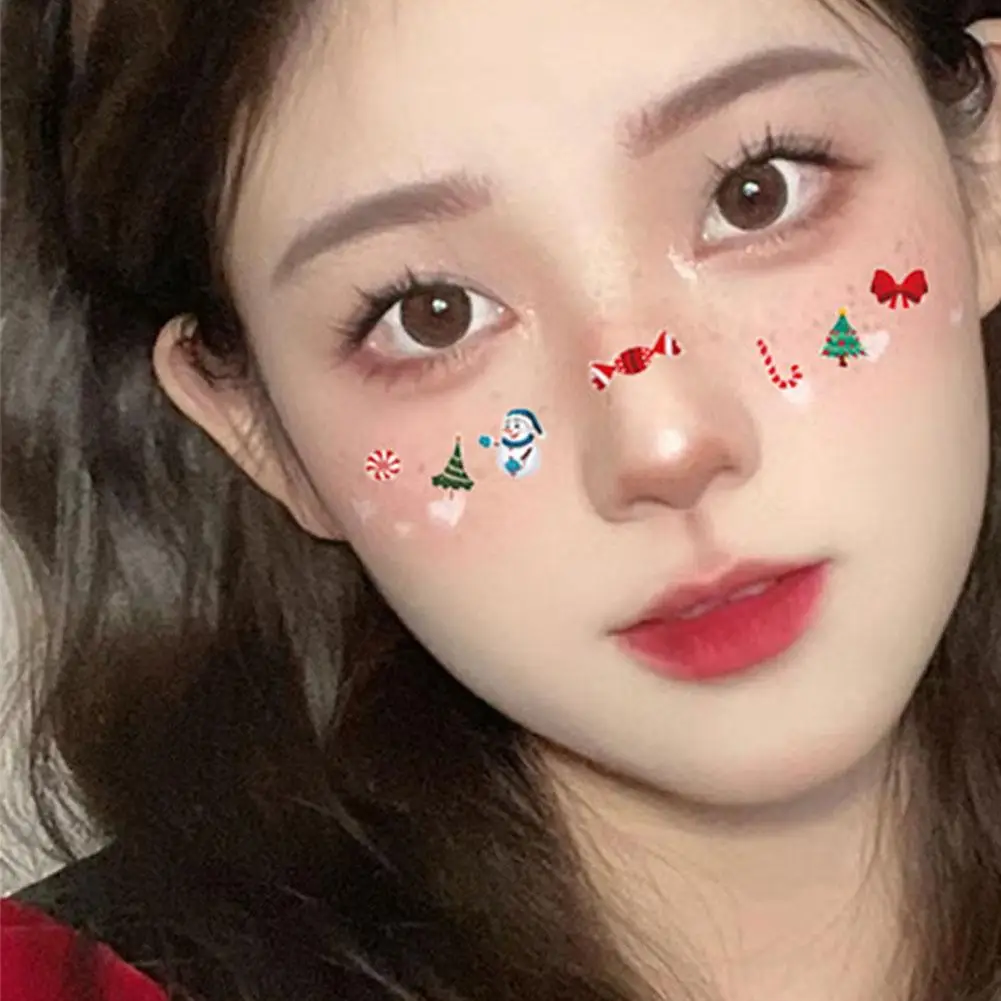 Adesivos de maquiagem para rosto e olhos, adesivos de floco de neve para rosto de Natal 5D Witte Sneeuwvlok Ronde Tattoo Oogschaduw Adesivos