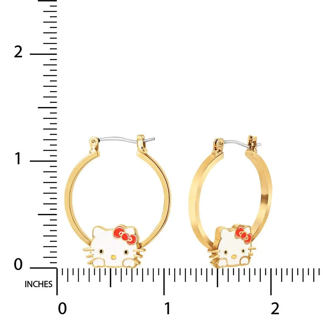 Cute Sanrio Hello Kitty Womens Hoop Earrings Gold Flash Plated and Enamel Cartoon Earrings Girls Birthday Gift Anime Accessories