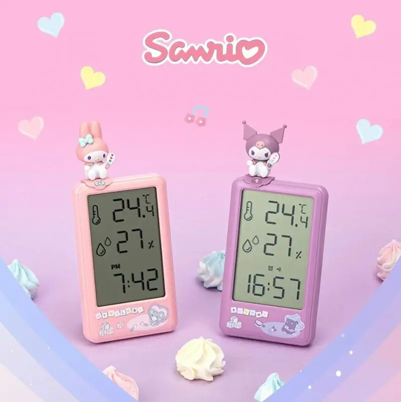 

Sanrio Cartoon Home Electronic Temperature and Humidity Meter Thermometer My Melody Kuromi Kawaii Anime Plush Toy Friend Gift