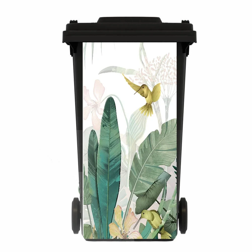 Outdoor Trash Can Sticker Kitchen Green Plants Waterproof Art Landscape Fruit Wheel Trash Can Sticker Restaurant Trash Can view 2