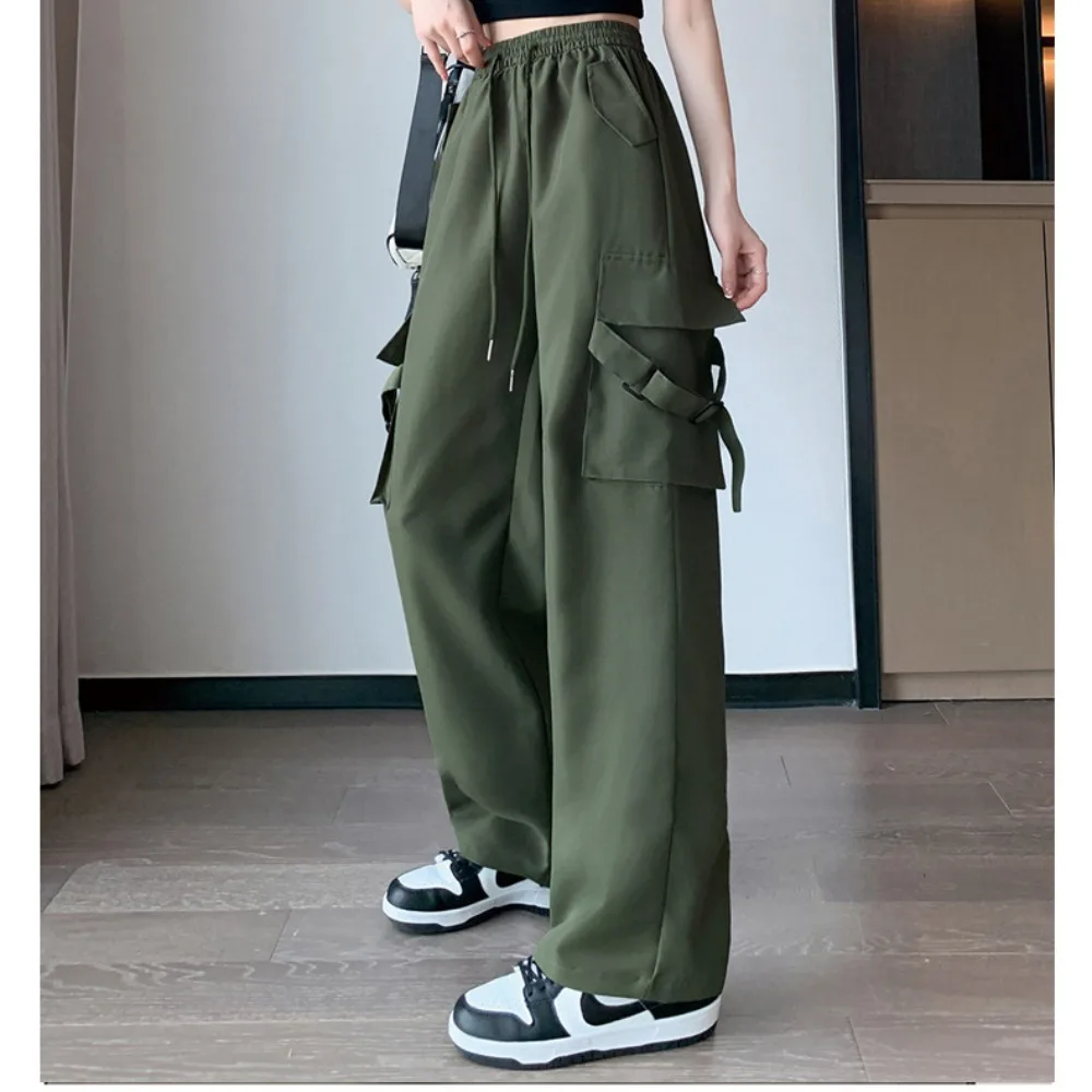 

Комбинезоны в стиле ретро, женские весенне-осенние свободные широкие брюки-карго с высокой талией, уличная одежда с карманами, прямые повседневные брюки, женские y2k
