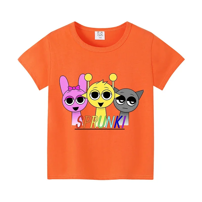 T-shirt à manches courtes imprimé jeu Sprunki pour enfants, t-shirts Anime pour enfants, t-shirts en coton pour bébé, vêtements d'été pour fille et garçon, cadeau pour enfant en bas âge