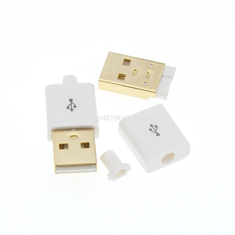 Conector soldado macho banhado a ouro USB, Micro Android Data Charging Plug, Mike 5P 4P, 5pcs