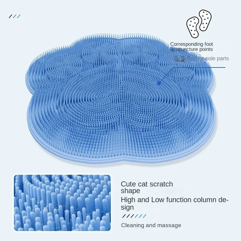 Silicone Rub Back Brush Body Exfoliating Massage Brush Bathroom Non-slip Wash Foot Pad Shower Mat with Sucker Bath Massager Pad