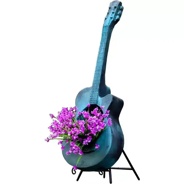 

Balcony garden outdoor decoration, creative store entrance arrangement, guitar flower pot retro old piano gardening landscape