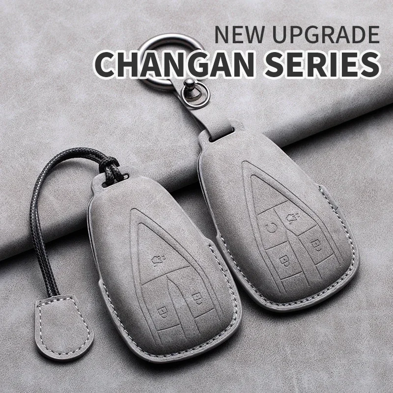 Car Key Case Cover Fob For Changan Leather CS35PLUS CS35 Plus CS55 PLUS CS75 PLUS Eado UNI-T UNI K Oushang X5 X7 EV 2019-2022