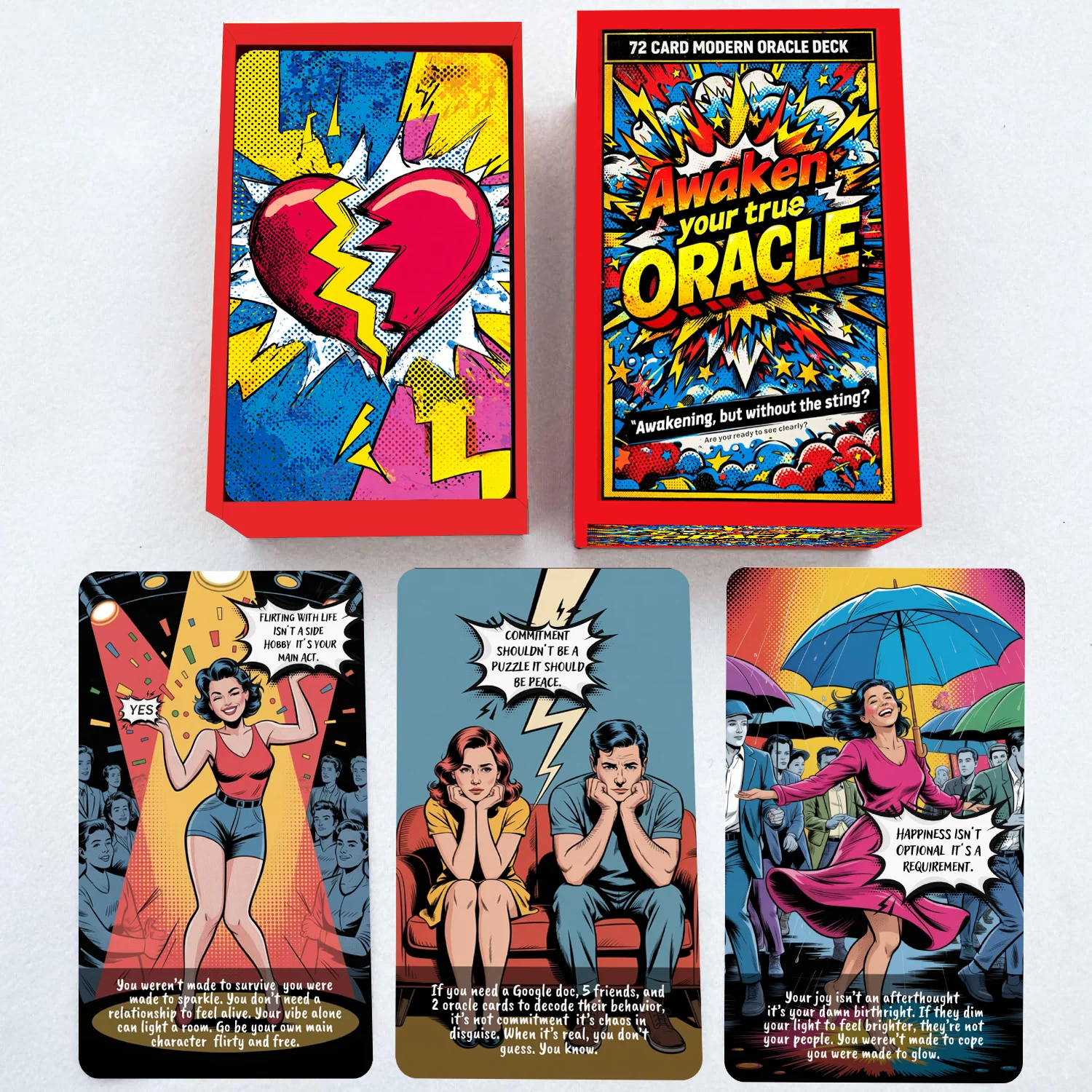 72 piezas, juego de cartas Awaken Your True Oracle, diseño moderno de arte pop, herramientas de autoreflexión e inteligencia emocional